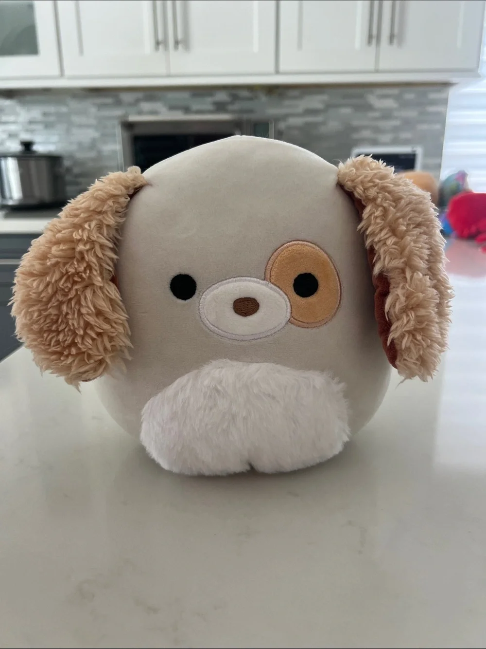 Plush Dog Toy - Soft Cream & Tan Cute Companion Harrison (8 inches)